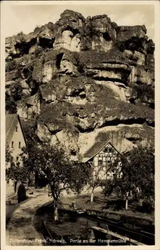Ak Pottenstein in Oberfranken, Felsen, ältere Gebäude, Baumgruppe, ländliche Landschaft
