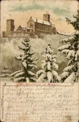 Ak Lutherstadt Eisenach Thüringen, Hellthal, Winterlandschaft, Wartburg, Castle, verschneite Bäum