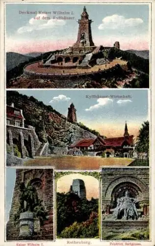 Ak Steinthaleben Thüringen, Kyffhäuser, Kaiser Wilhelm Denkmal, Burgruine, Wirtschaft, Barbarossa