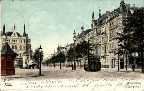 Ak Köln am Rhein, Hohenzollernring, Litfaßsäule, Straßenbahn, Pferd