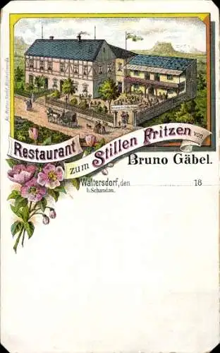 Ak Waltersdorf Bad Schandau Sächsische Schweiz, Restaurant zum Stillen Fritzen, von Bruno Gäbel, 