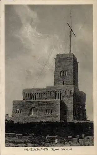 Ak Wilhelmshaven an der Nordsee, Signalstation III,  Bauweise, Wolkenhimmel