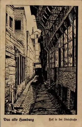 Künstler Ak Hamburg, Hof in der Steinstraße