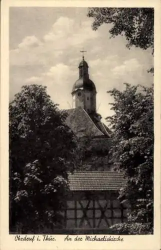 Ak Ohrdruf im Thüringischen Kreis Gotha, An der Michaeliskirche