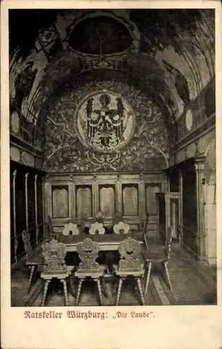 Ak Würzburg am Main Unterfranken, Ratskeller, Die Laube