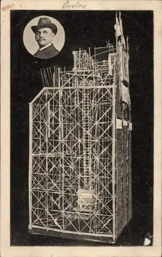 Ak Goslar am Harz, Porträt eines Mannes, Struktur aus Strohhalmen, Kunstwerk, schwarz-weiß