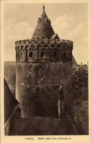 Ak Leisnig in Sachsen, Blick auf den Schloßturm, alte Architektur, historisch
