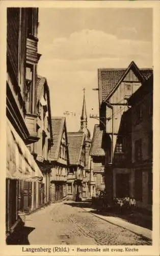 Ak Langenberg Velbert im Kreis Mettmann, Hauptstraße mit evang. Kirche
