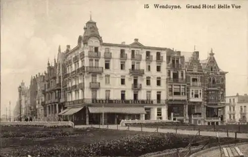 Ak Wenduine Wenduyne De Haan Westflandern, Grand Hôtel Belle Vue, Gebäude mit Blumengarten,  