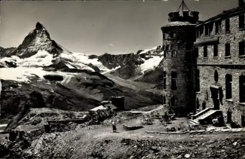 Ak Zermatt Kanton Wallis Schweiz, Berglandschaft mit Matterhorn, Kulm-Hotel Gornergrat, 3136 m, P