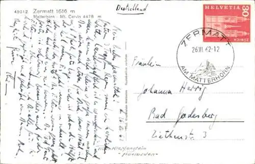 Ak Zermatt Kanton Wallis Schweiz, Matterhorn, Berglandschaft,   