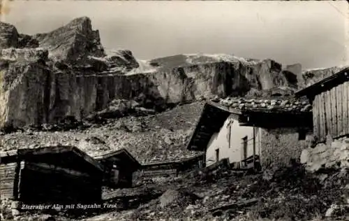 Ak Zirl in Tirol, Zlerrainer Alm, Sagzahn, Berge, Hütten, schwarz-weiß