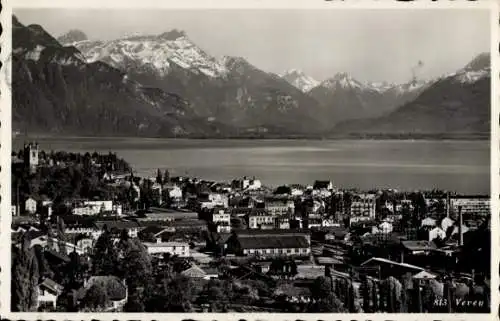 Ak Vevey Kanton Waadt, Gesamtansicht mit See