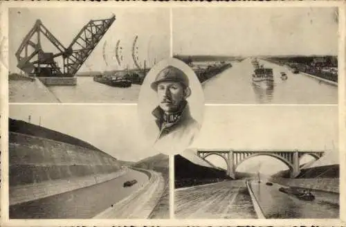 Ak Liège Lüttich Wallonien, Albert Kanal nach Antwerpen, Königsportrait