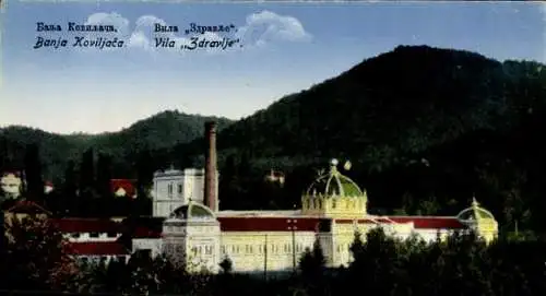 Ak Banja Koviljača Serbien, Historisches Gebäude, Villa Ždravlje, Natur, Berge, Wasser