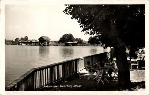 Ak Klopeiner See Kärnten, Unterburg-Strand