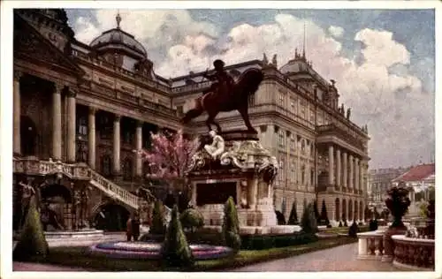 Ak Budapest Ungarn, Blick zur Königlichen Burg mit Prinz Eugen-Monument