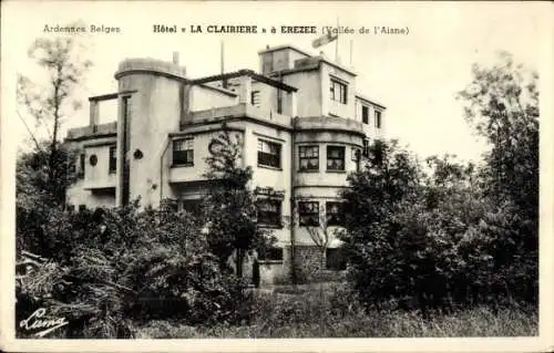 Ak Erezee Wallonien Luxemburg, Hôtel LA CLAIRIERE, Gebäude in den Ardennen, Wald und Natur