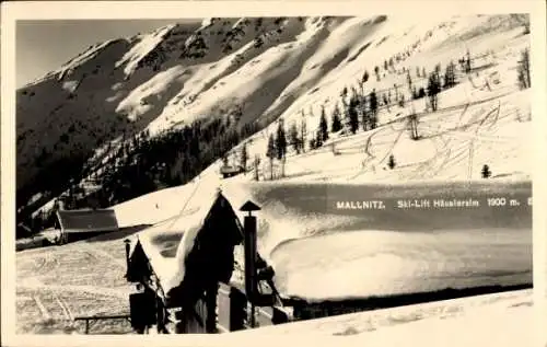 Ak Mallnitz in Kärnten, Schneebedeckte Landschaft, Ski-Lift Häusleralm, 1900 m Höhe, Berge