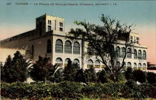 Ak Tangiers Tanger Marokko, Palais de Moulay-Hafid,  Architektur, Garten, Palmen