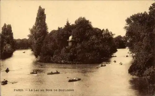 Ak Paris Bois de Boulogne, Restaurant du Pré Catelan, Lac du Bois de Boulogne, Bootsanleger, Natu
