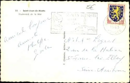 Ak Saint Jean de Monts Vendée, Boulevard de la Mer, Parkplatz