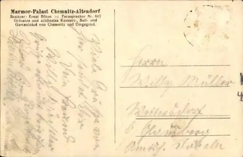 Ak Chemnitz in Sachsen, Marmor-Palast, Innenansicht