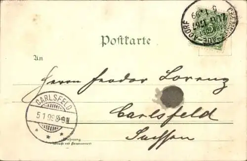 Litho Chemnitz in Sachsen, Gesamtansicht, Gebäude, Springbrunnen, Frau und Kinder