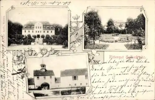 Ak Sollschwitz Göda in der Oberlausitz, Rittergut, Gutshaus, Teilansichten