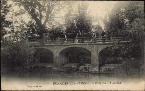 Ak Fumades-les-Bains Gard, Pont sur l'Alauzene