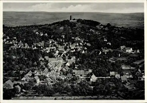 Ak Weiler Sinsheim in Baden, Burg Steinsberg, Fliegeraufnahme