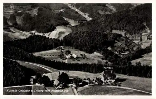 Ak Triberg im Schwarzwald, Fliegeraufnahme, Kurhaus Geutsche und Umgebung