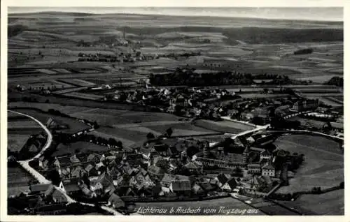Ak Lichtenau in Mittelfranken, Lichtenau b. Ansbach, Luftaufnahme vom Flugzeug, weite Felder, Dör