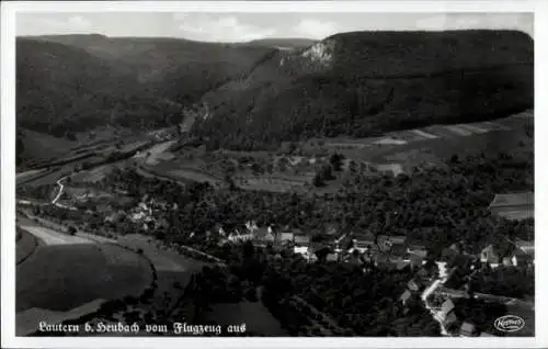 Ak Lautern Heubach in Württemberg, Luftaufnahme, Landschaft, Dörfer, Wälder, Fluss
