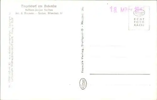 Ak Dingelsdorf am Bodensee, Rathaus Pension Seeschau, H. Baumann, Fliegerfoto