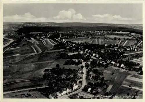 Ak Ockfen an der Saar, Luftaufnahme von Ottenhausen, viele Häuser, Landschaft, Fluss