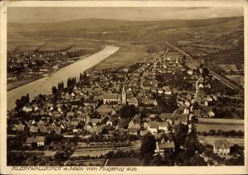 Ak Kleinwallstadt in Unterfranken, Fliegeraufnahme