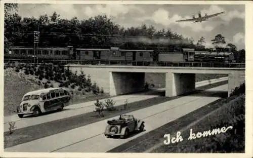 Ak Schluchsee im Schwarzwald, Autobahn, Bus, Cabrio, Lokomotive