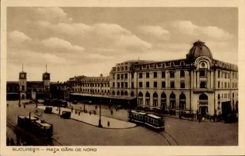 Ak București Bukarest Rumänien, Piata Gari de Nord