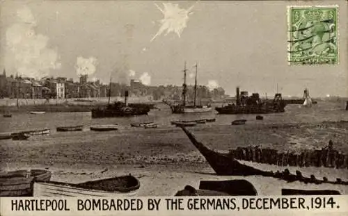 Ak Hartlepool Durham England, Bombardes by the Germans,  December 1914