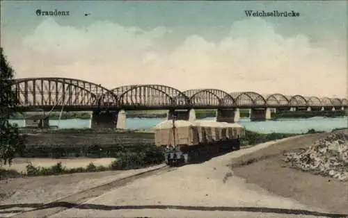 Ak Grudziądz Graudenz Westpreußen, Weichselbrücke
