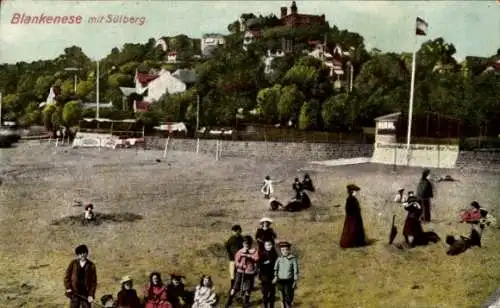Ak Hamburg Altona Blankenese, Strandpartie, Süllberg