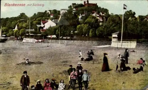 Ak Hamburg Altona Blankenese, Strandpartie, Süllberg