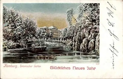 Ak Hamburg Mitte Neustadt, Botanischer Garten, Neujahrs Grüße