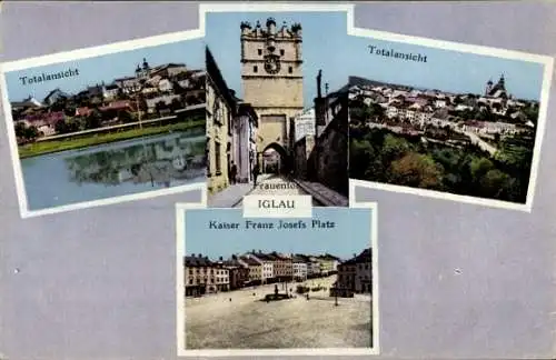 Ak Jihlava Iglau Reg. Hochland, Totalansicht, Frauentor, Namestie