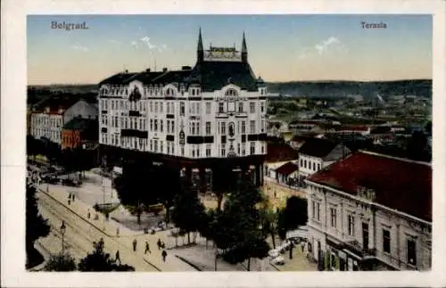 Ak Belgrad Beograd Serbien, Terazia, Panorama vom Ort