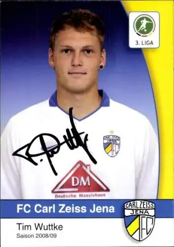 Autogrammkarte Fußballer Tim Wuttke, FC Carl Zeiss Jena, Autogramm