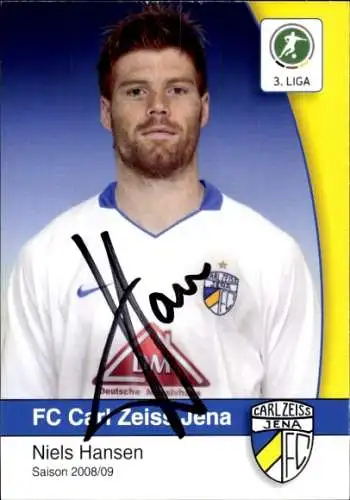Autogrammkarte Fußballer Niels Hansen, FC Carl Zeiss Jena, Autogramm