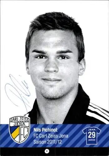 Autogrammkarte Fußballer Nils Pichinot, FC Carl Zeiss Jena, Autogramm