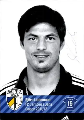 Autogrammkarte Fußballer Björn Lindemann, FC Carl Zeiss Jena, Autogramm
